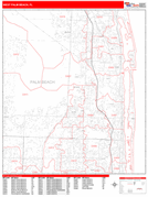 West Palm Beach Digital Map Red Line Style
